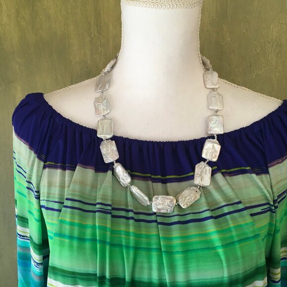 Retangular Freshwater Mabe Pearl Necklace